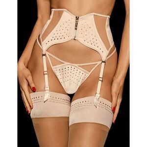 NWT Honey Birdette Crystal Champagne Suspender, Brief & Thong - Size L,L,L